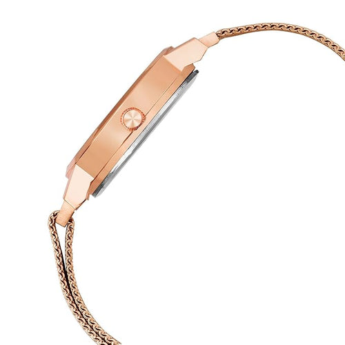 LOUIS DEVIN Rose Gold Plated Mesh Chain Analog Wrist Watch