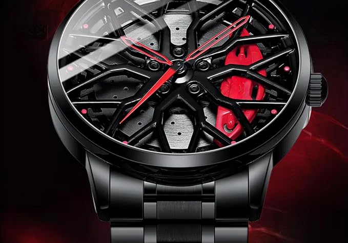 Quartz Watch Car Wheel Dial 360 Rotating