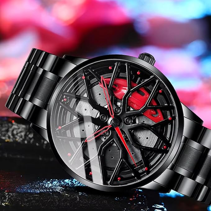 Quartz Watch Car Wheel Dial 360 Rotating